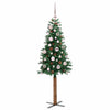 Vidaxl slanke kerstboom groen 150 cm pvc en massief dennenhout