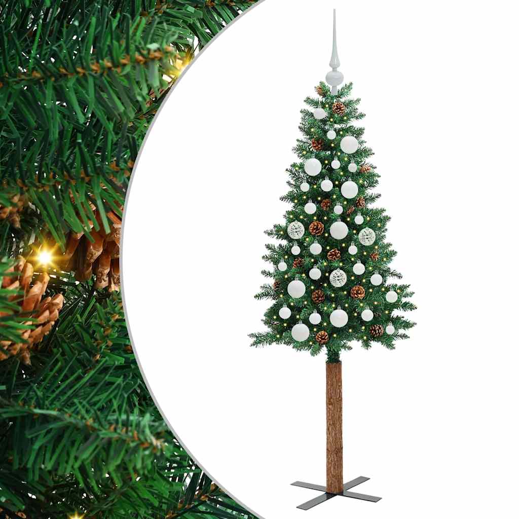 Vidaxx árbol de Navidad delgado verde 150 cm PVC y madera maciza de pino