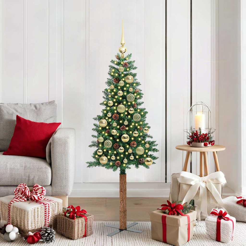 Albero di Natale Vidaxx slim verde 150 cm in PVC e legno di pino massiccio