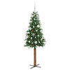 Vidaxl slanke kerstboom groen 150 cm pvc en massief dennenhout