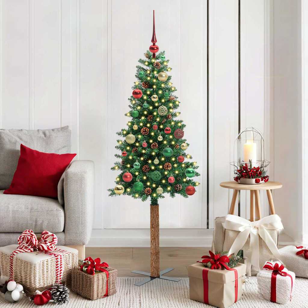 Vidaxx árbol de Navidad delgado verde 150 cm PVC y madera maciza de pino