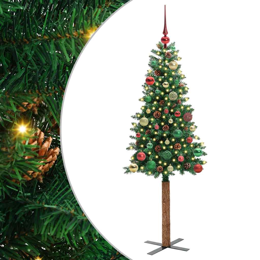 Vidaxx árbol de Navidad delgado verde 150 cm PVC y madera maciza de pino