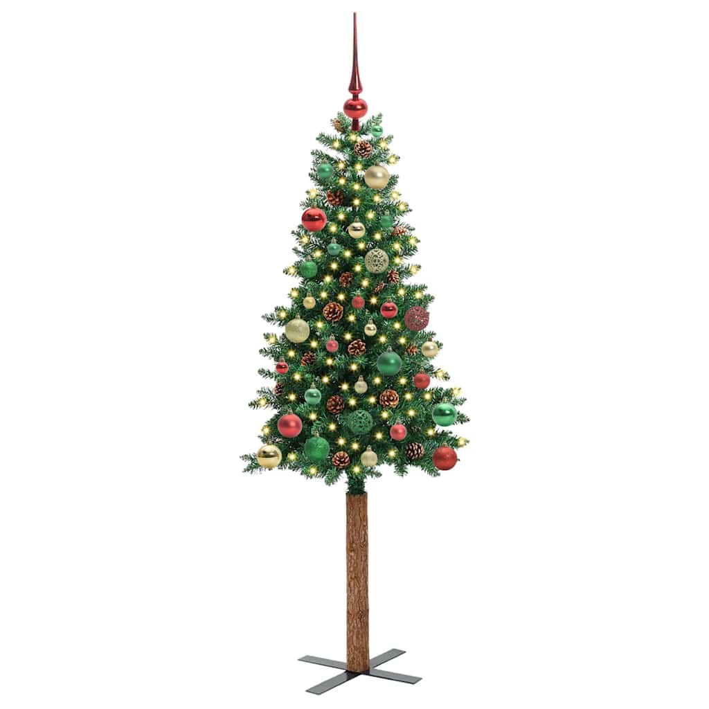 Vidaxx árbol de Navidad delgado verde 150 cm PVC y madera maciza de pino