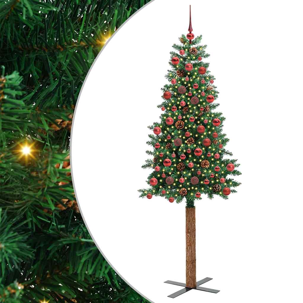 Vidaxx árbol de Navidad delgado verde 180 cm PVC y madera maciza de pino