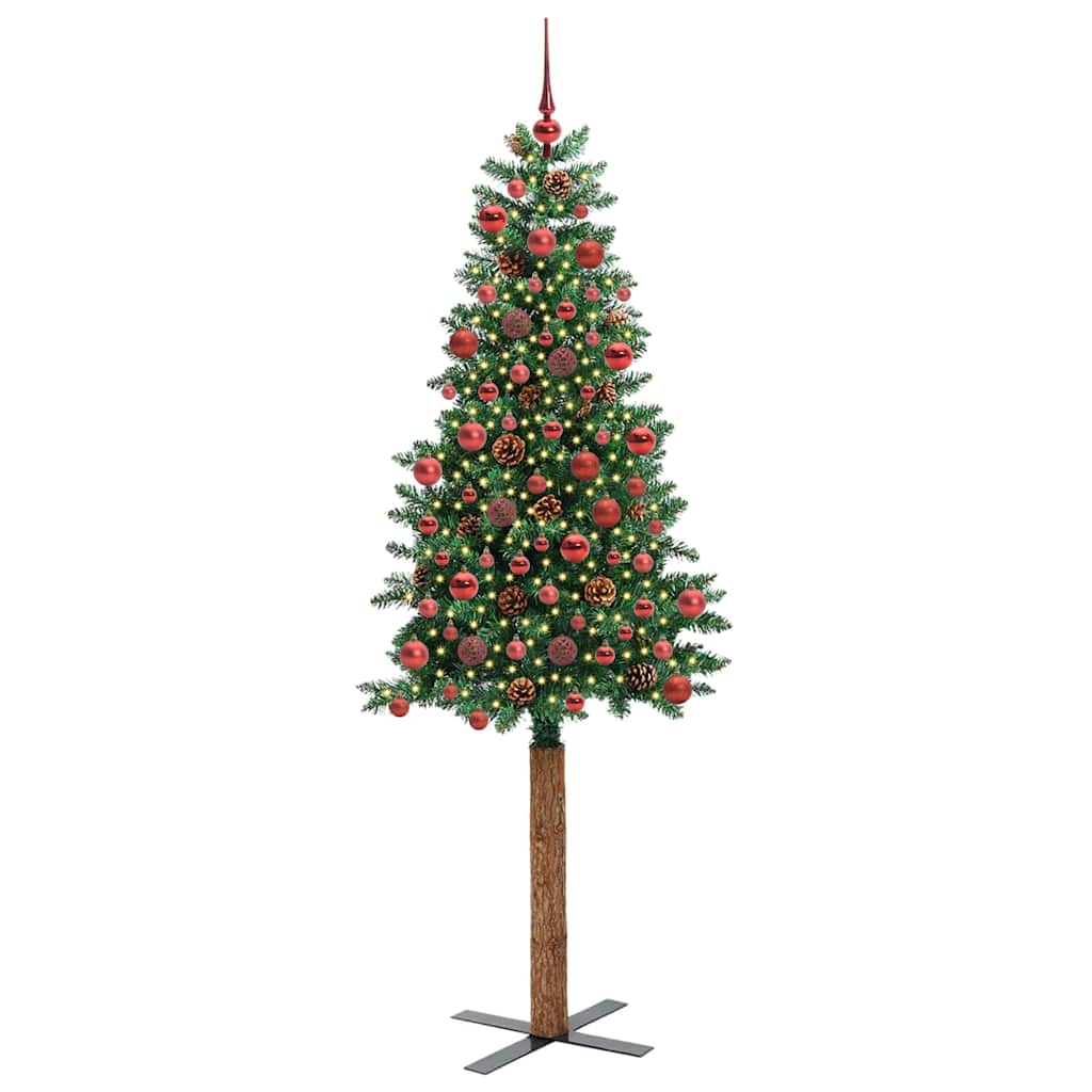 Vidaxx árbol de Navidad delgado verde 180 cm PVC y madera maciza de pino