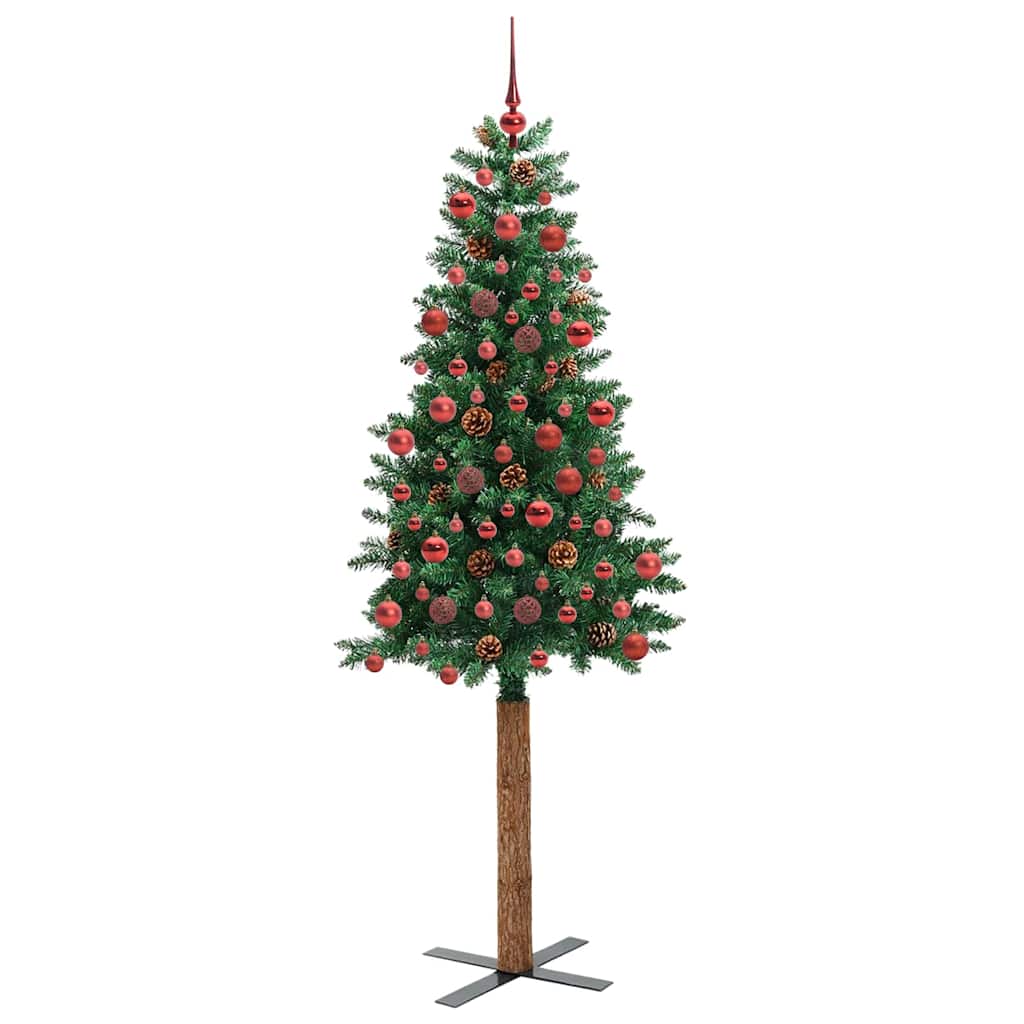Vidaxx árbol de Navidad delgado verde 180 cm PVC y madera maciza de pino