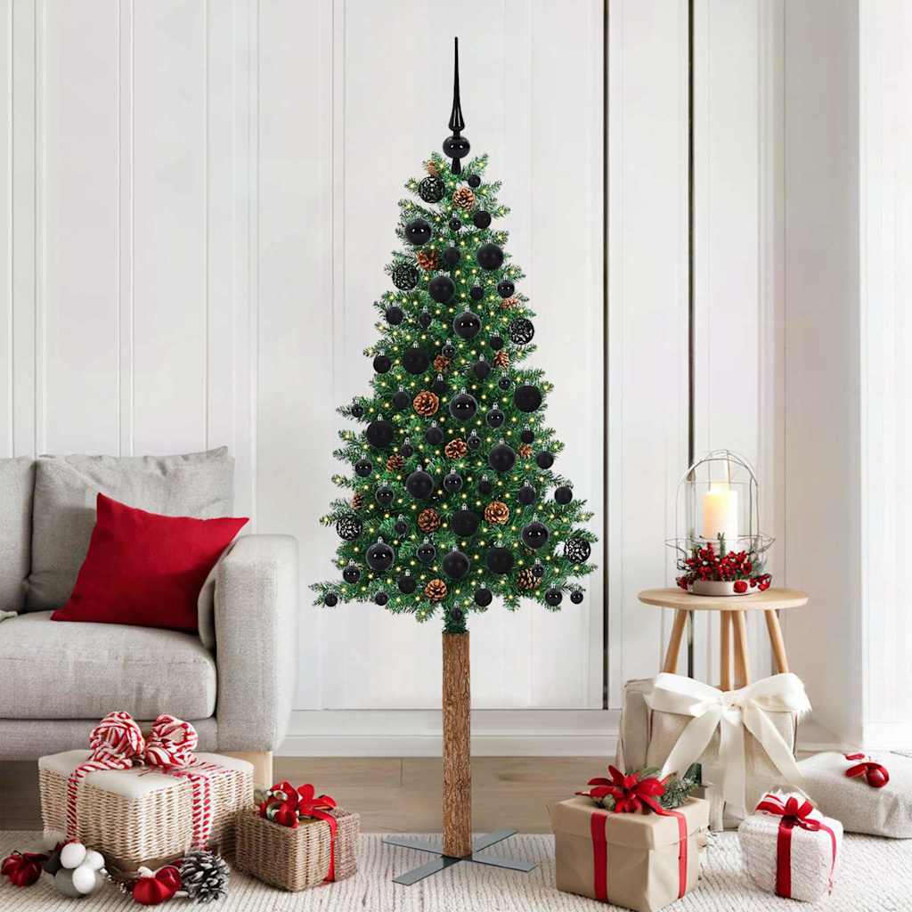 Vidaxx árbol de Navidad delgado verde 180 cm PVC y madera maciza de pino