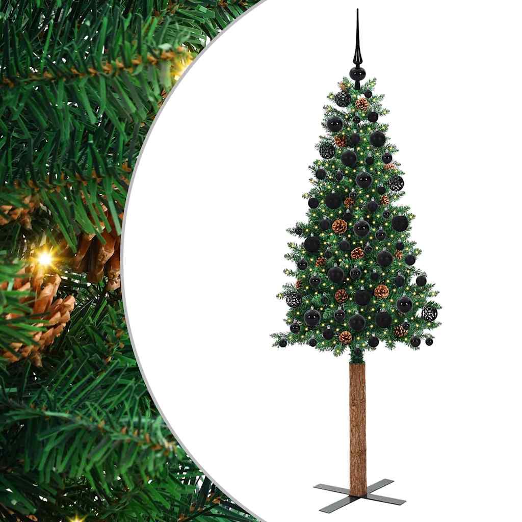 Vidaxx árbol de Navidad delgado verde 180 cm PVC y madera maciza de pino