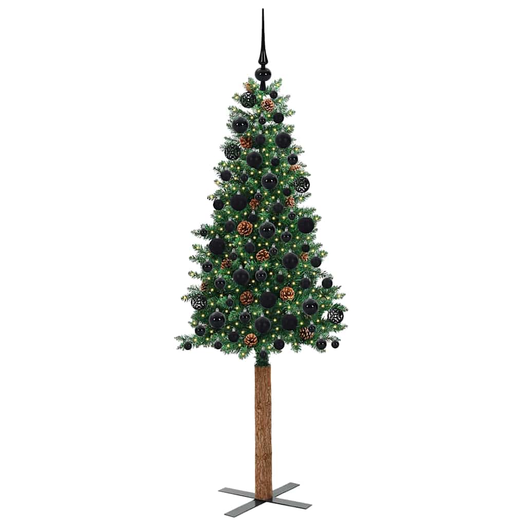 Vidaxx árbol de Navidad delgado verde 180 cm PVC y madera maciza de pino