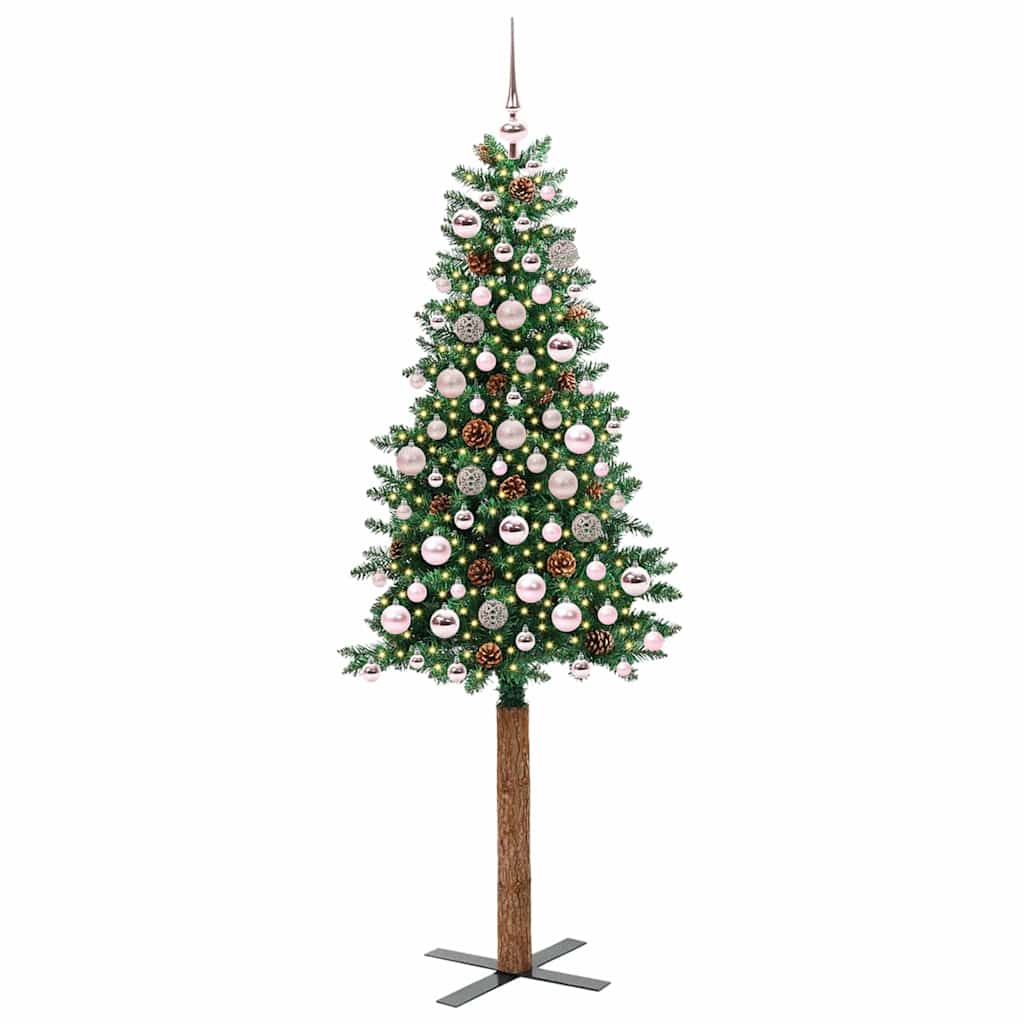 Vidaxx slim albero di Natale verde 180 cm in PVC e legno di pino massiccio
