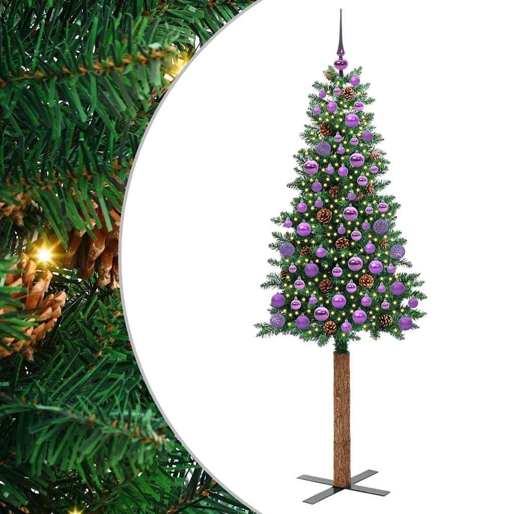 Vidaxx slim albero di Natale verde 180 cm in PVC e legno di pino massiccio