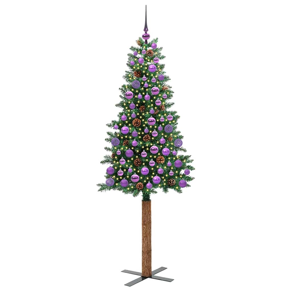 Vidaxx slim albero di Natale verde 180 cm in PVC e legno di pino massiccio