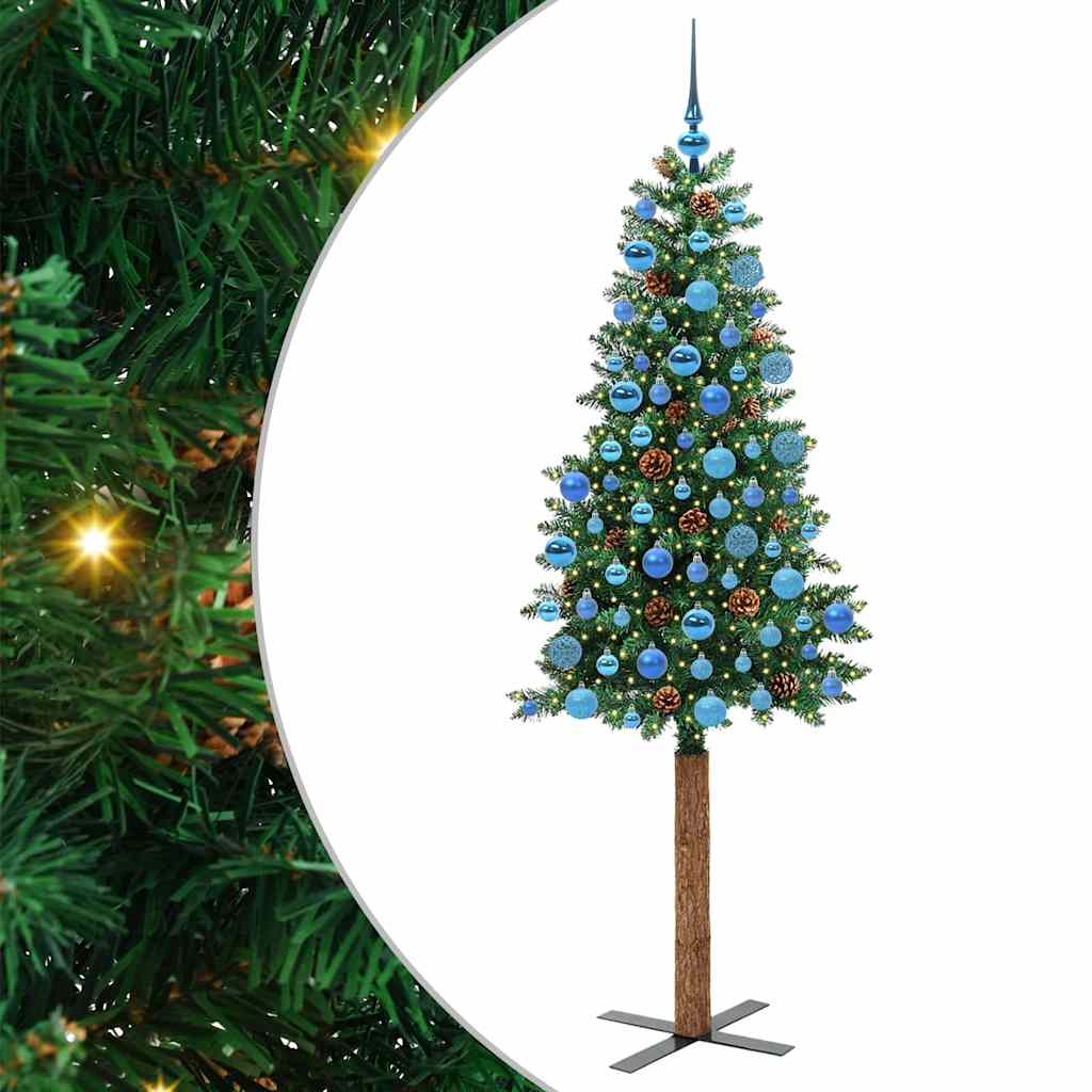 Vidaxx árbol de Navidad delgado verde 180 cm PVC y madera maciza de pino