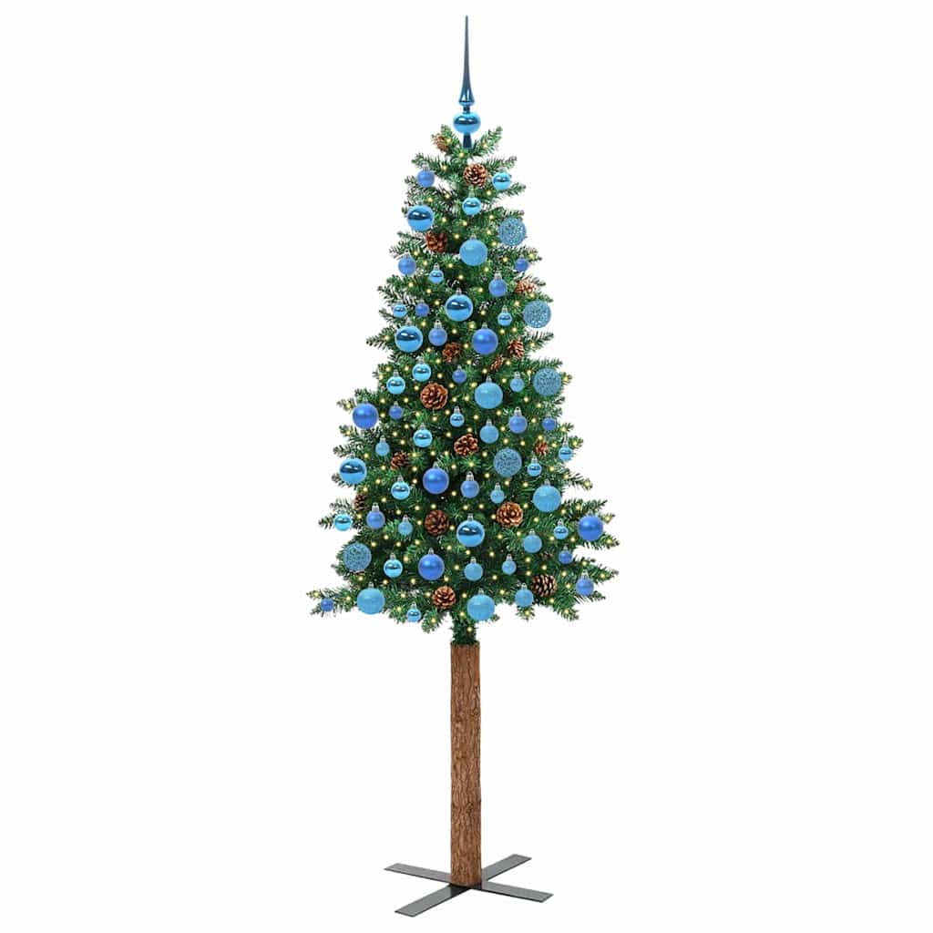 Vidaxx árbol de Navidad delgado verde 180 cm PVC y madera maciza de pino