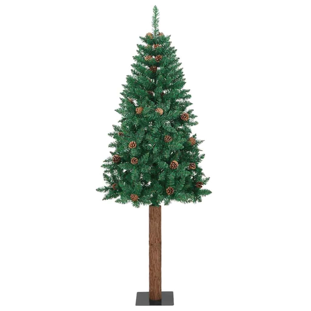 Vidaxx árbol de Navidad delgado verde 210 cm PVC y madera maciza de pino