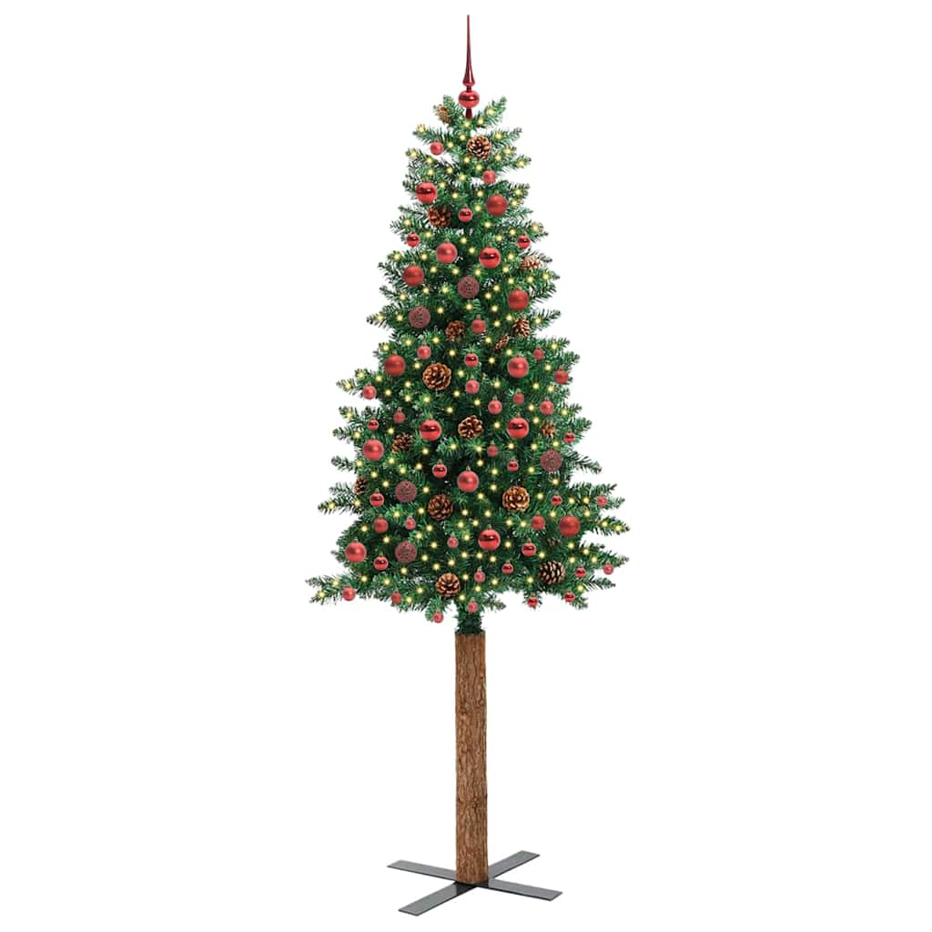 Vidaxx árbol de Navidad delgado verde 210 cm PVC y madera maciza de pino