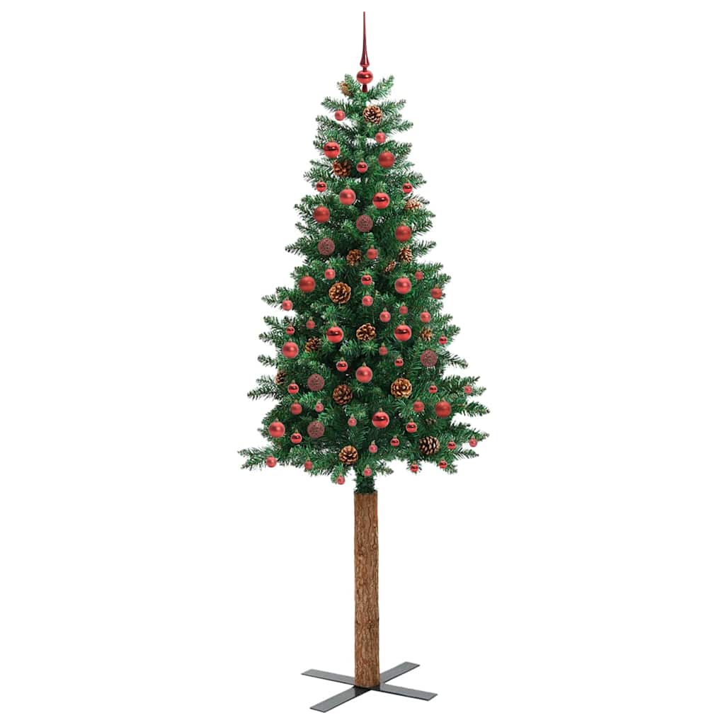 Vidaxx árbol de Navidad delgado verde 210 cm PVC y madera maciza de pino