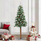 Vidaxl slanke kerstboom groen 210 cm pvc en massief dennenhout