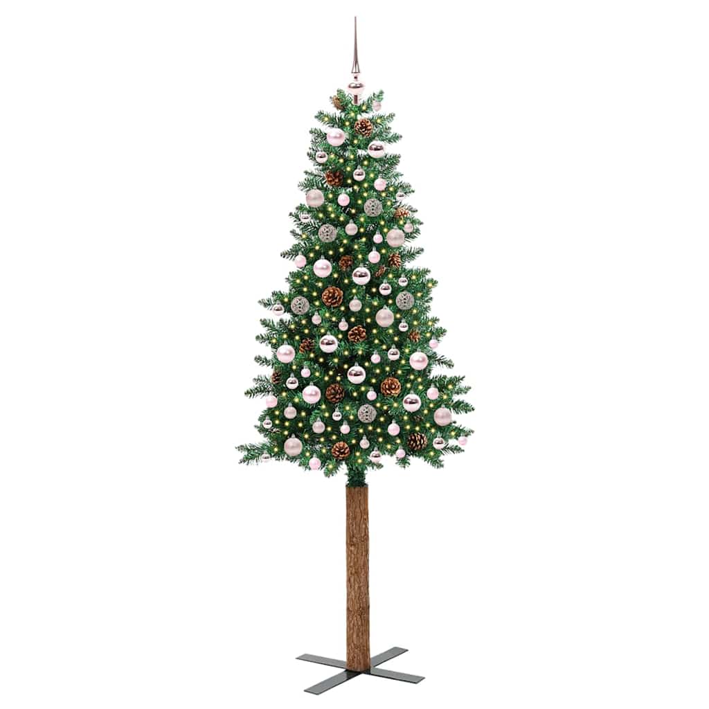 Vidaxx árbol de Navidad delgado verde 210 cm PVC y madera maciza de pino