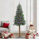 Vidaxl slanke kerstboom groen 210 cm pvc en massief dennenhout