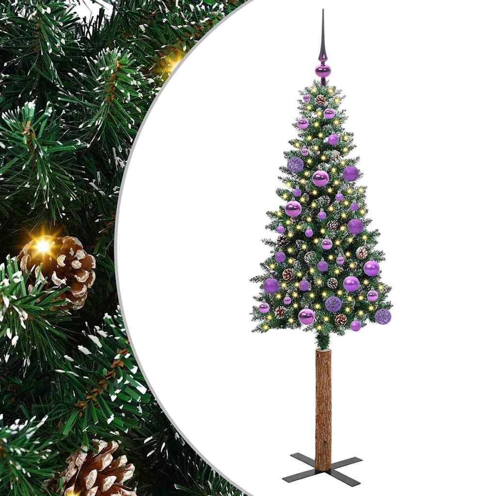 Vidaxx árbol de Navidad delgado verde 150 cm PVC y madera maciza de pino
