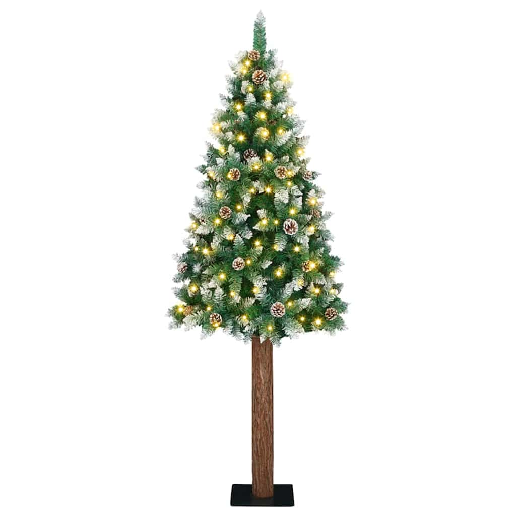 Vidaxl slanke kerstboom groen 180 cm pvc en massief dennenhout