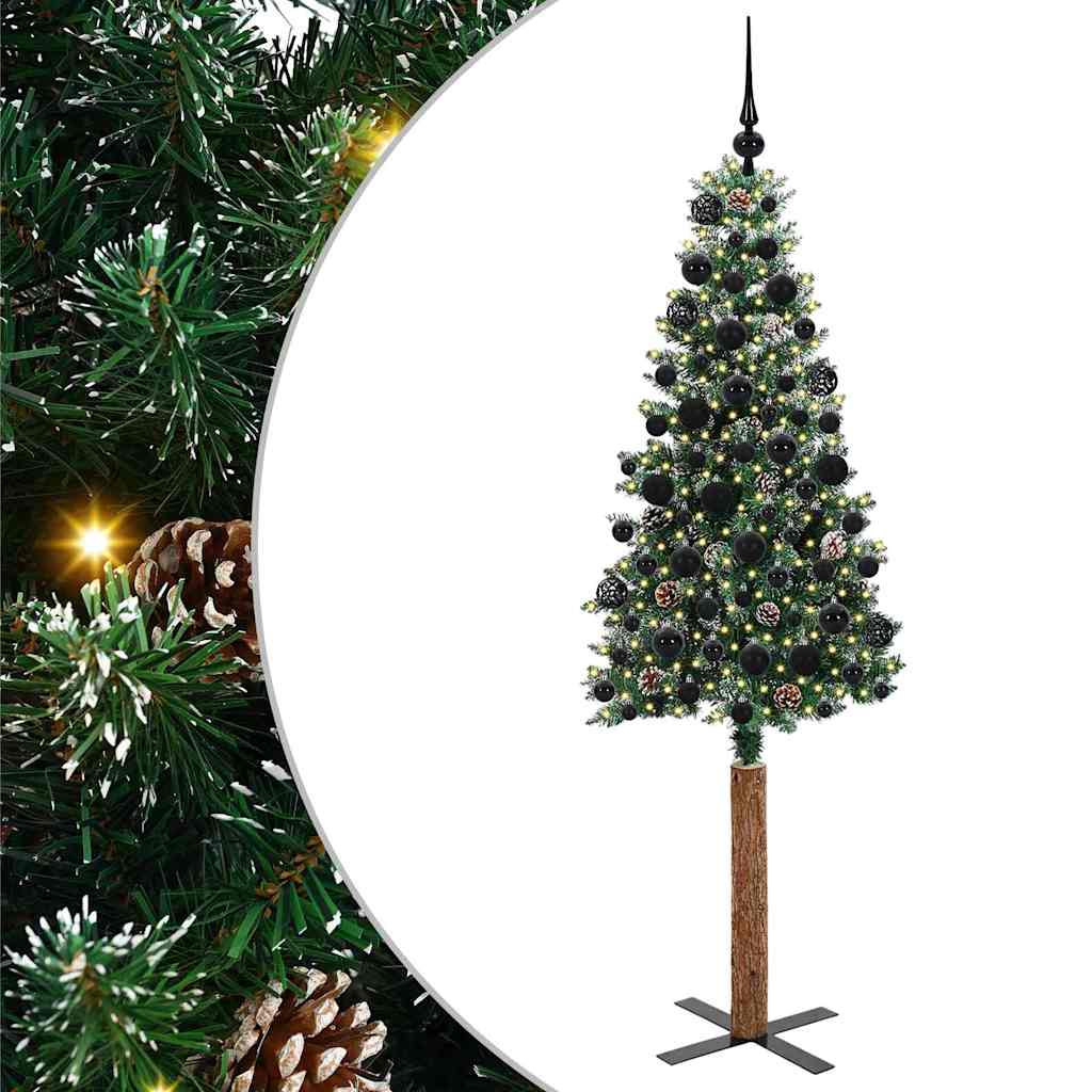 Vidaxx slim albero di Natale verde 180 cm in PVC e legno di pino massiccio