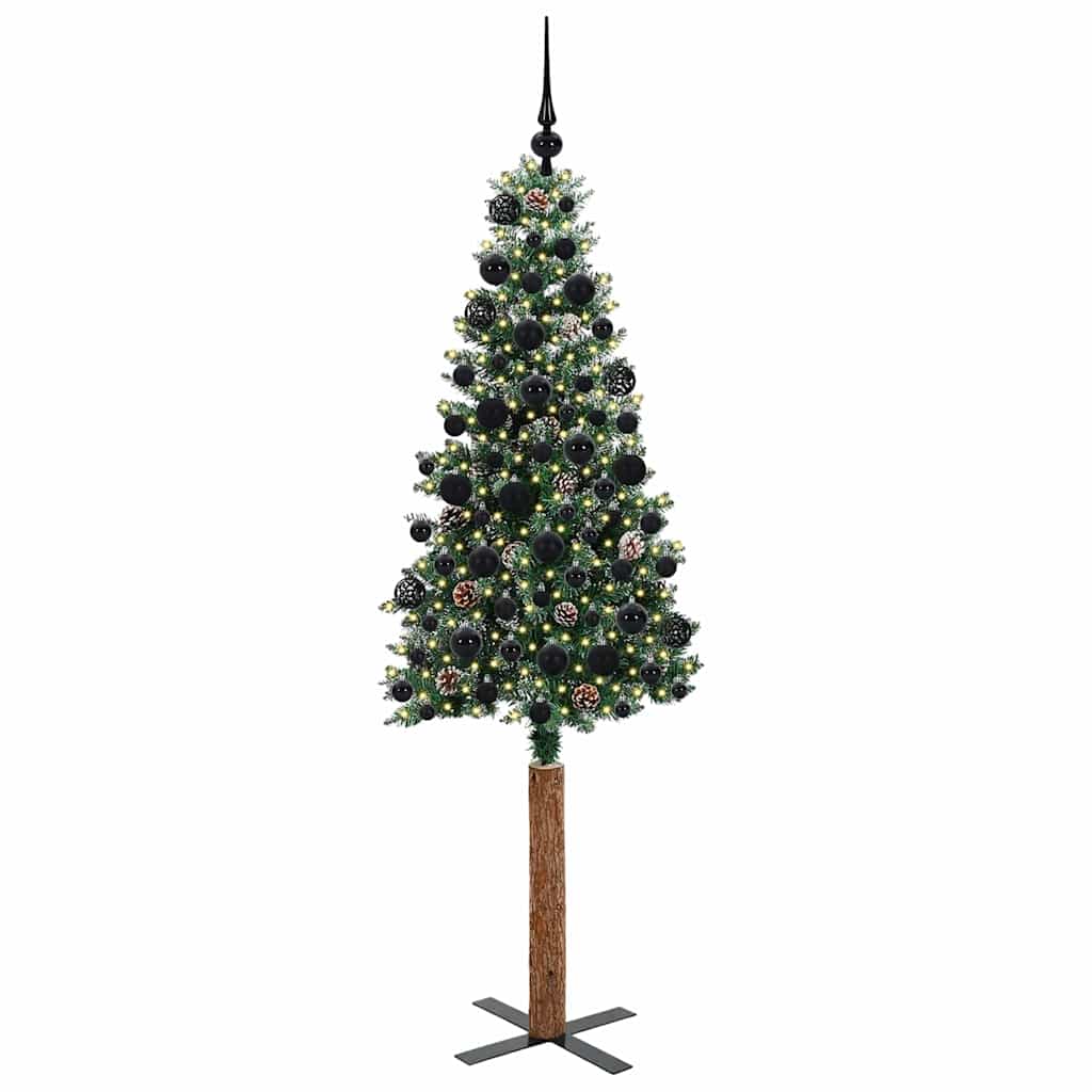 Vidaxx slim albero di Natale verde 180 cm in PVC e legno di pino massiccio