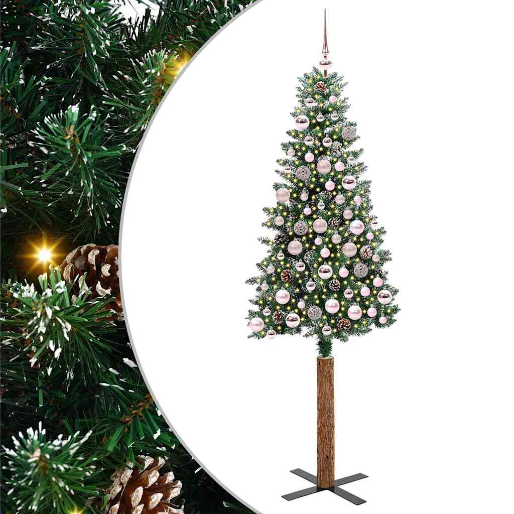 Vidaxx árbol de Navidad delgado verde 180 cm PVC y madera maciza de pino