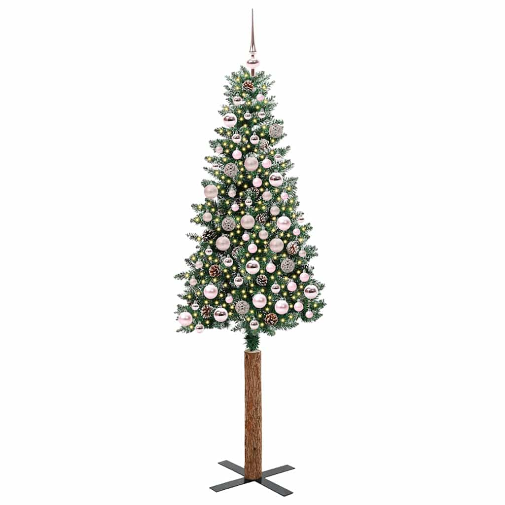 Vidaxx árbol de Navidad delgado verde 180 cm PVC y madera maciza de pino