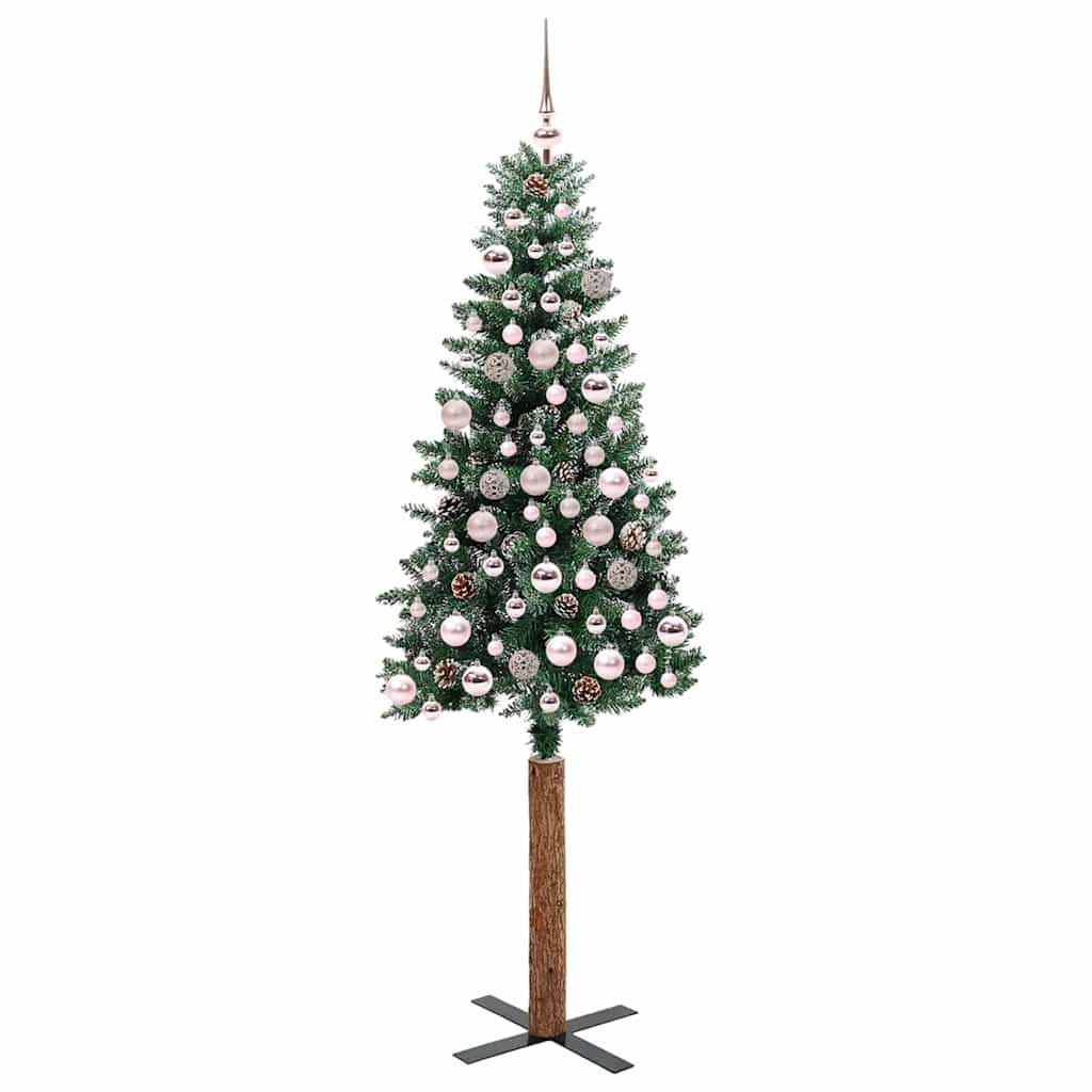 Vidaxx árbol de Navidad delgado verde 180 cm PVC y madera maciza de pino