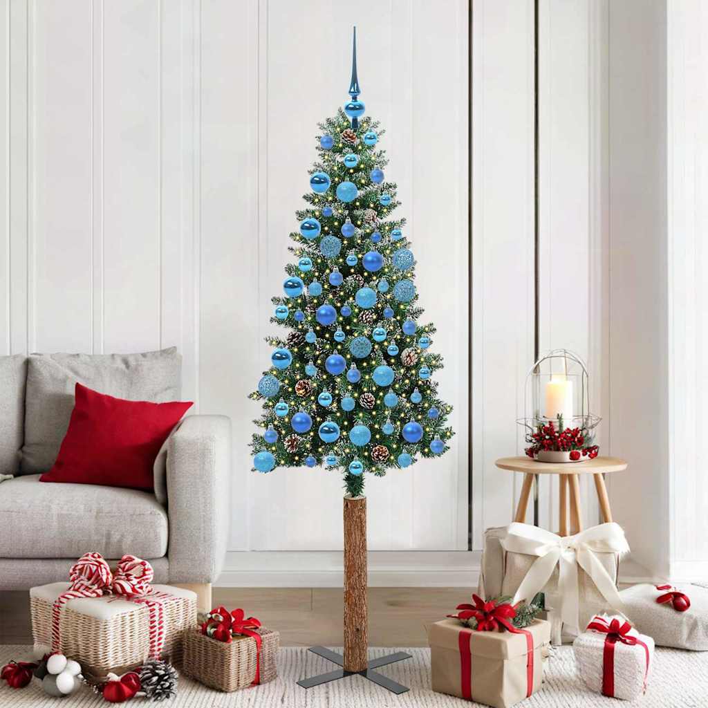 Vidaxx árbol de Navidad delgado verde 180 cm PVC y madera maciza de pino