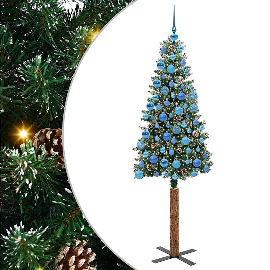 Vidaxx árbol de Navidad delgado verde 180 cm PVC y madera maciza de pino