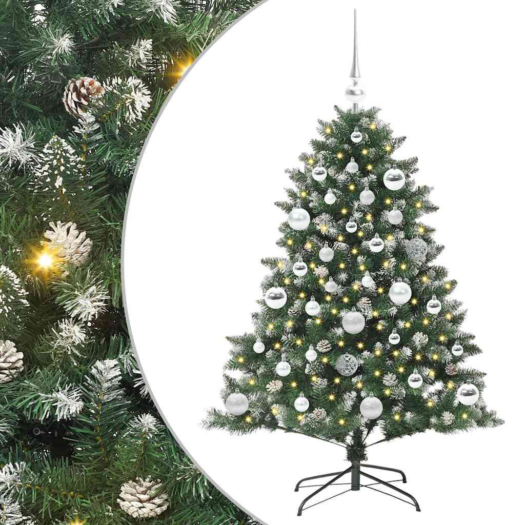 Albero di Natale artificiale VidaXL con 150 LED verdi, 120 cm in PVC e plastica e acciaio