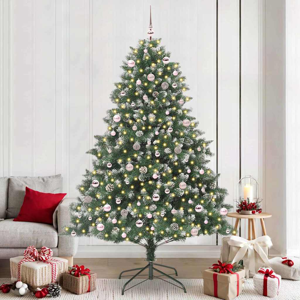 Albero di Natale artificiale Vidaxx con 300 LED verdi, 240 cm in PVC e plastica e acciaio