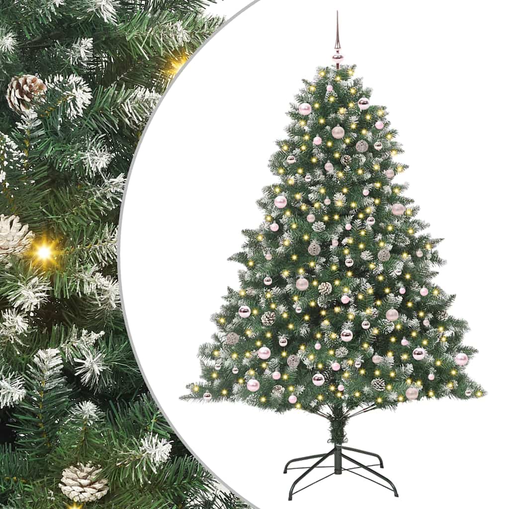Albero di Natale artificiale Vidaxx con 300 LED verdi, 240 cm in PVC e plastica e acciaio