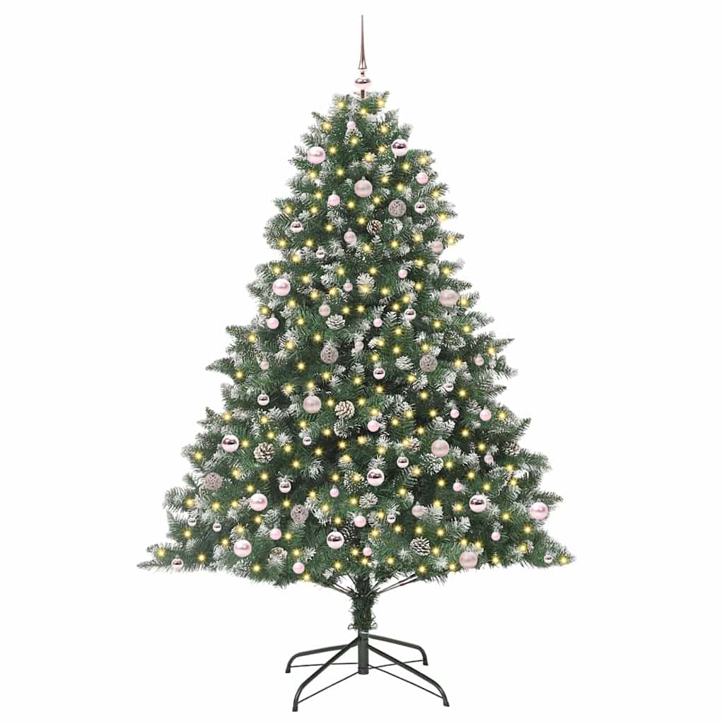 Albero di Natale artificiale Vidaxx con 300 LED verdi, 240 cm in PVC e plastica e acciaio