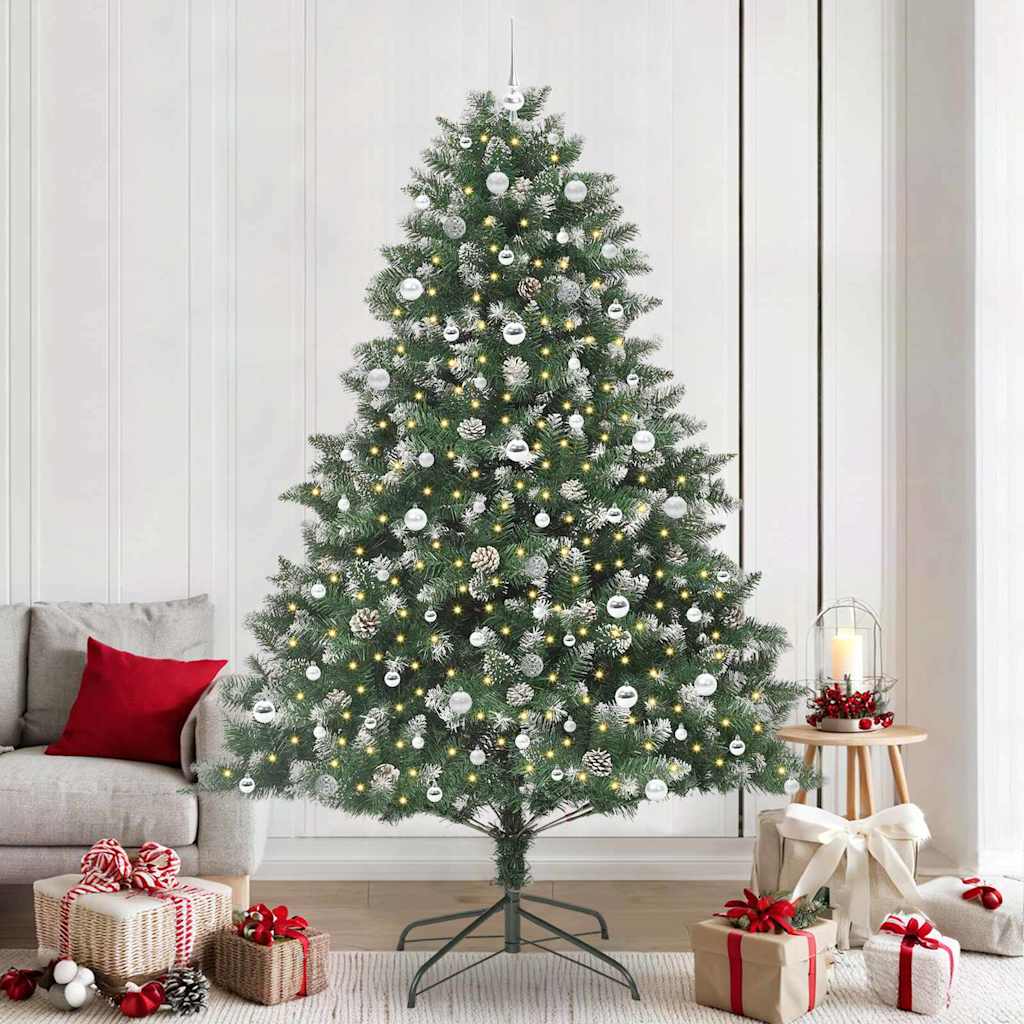 Albero di Natale artificiale Vidaxx con 300 LED verdi, 240 cm in PVC e plastica e acciaio