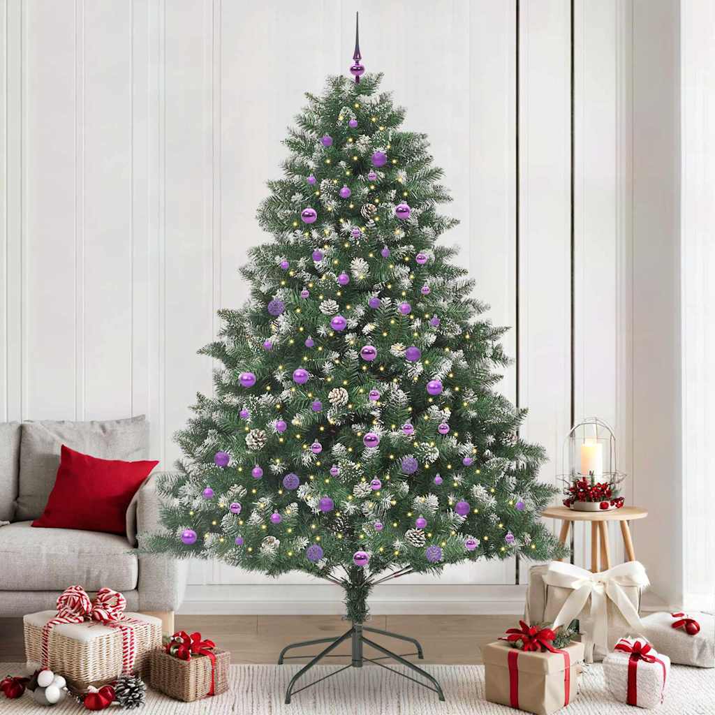 Albero di Natale artificiale Vidaxx con 300 LED verdi, 240 cm in PVC e plastica e acciaio
