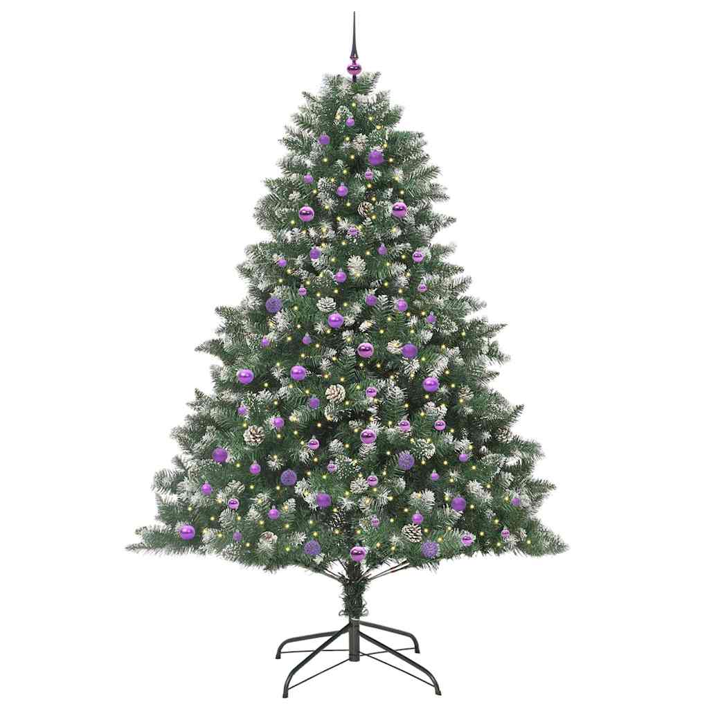 Albero di Natale artificiale Vidaxx con 300 LED verdi, 240 cm in PVC e plastica e acciaio