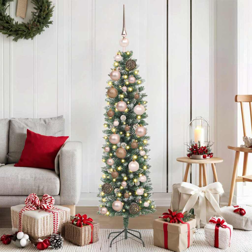 Vidaxx árbol de Navidad artificial delgado con 150 LED verde y blanco 120 cm