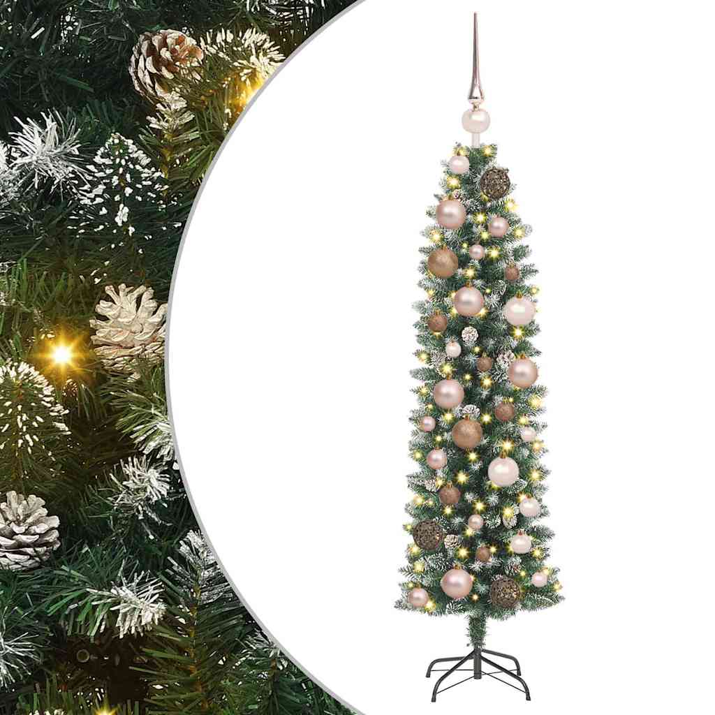 Vidaxx árbol de Navidad artificial delgado con 150 LED verde y blanco 120 cm