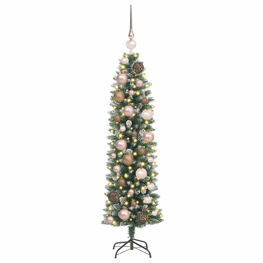 Vidaxx árbol de Navidad artificial delgado con 150 LED verde y blanco 120 cm