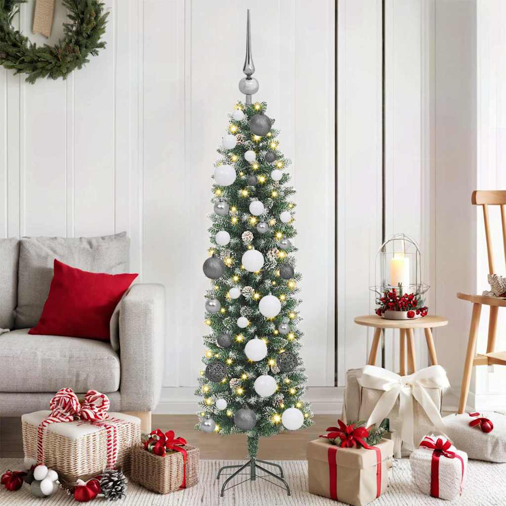 Vidaxx árbol de Navidad artificial delgado con 150 LED verde y blanco 120 cm