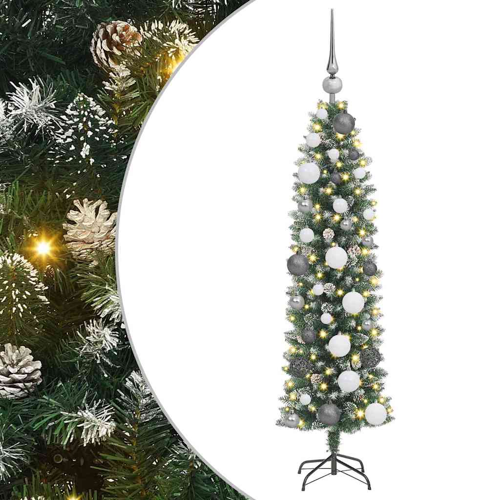 Vidaxx árbol de Navidad artificial delgado con 150 LED verde y blanco 120 cm
