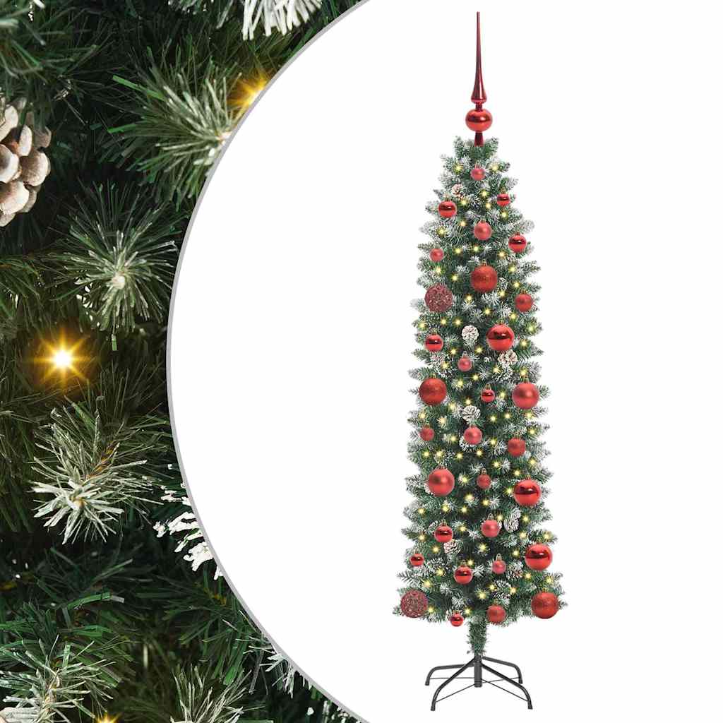 Vidaxx albero di Natale artificiale sottile con 150 LED verdi e bianchi 120 cm