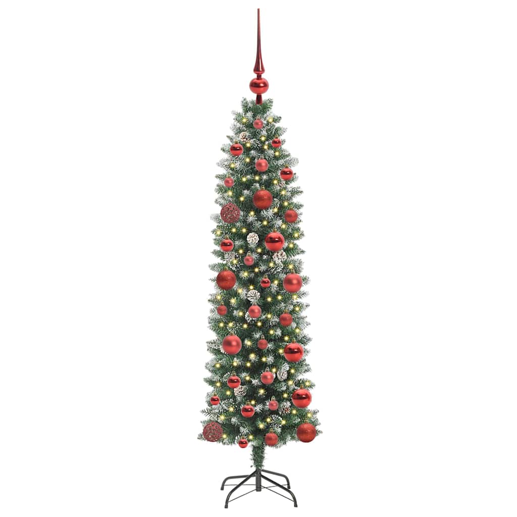 Vidaxx albero di Natale artificiale sottile con 150 LED verdi e bianchi 120 cm