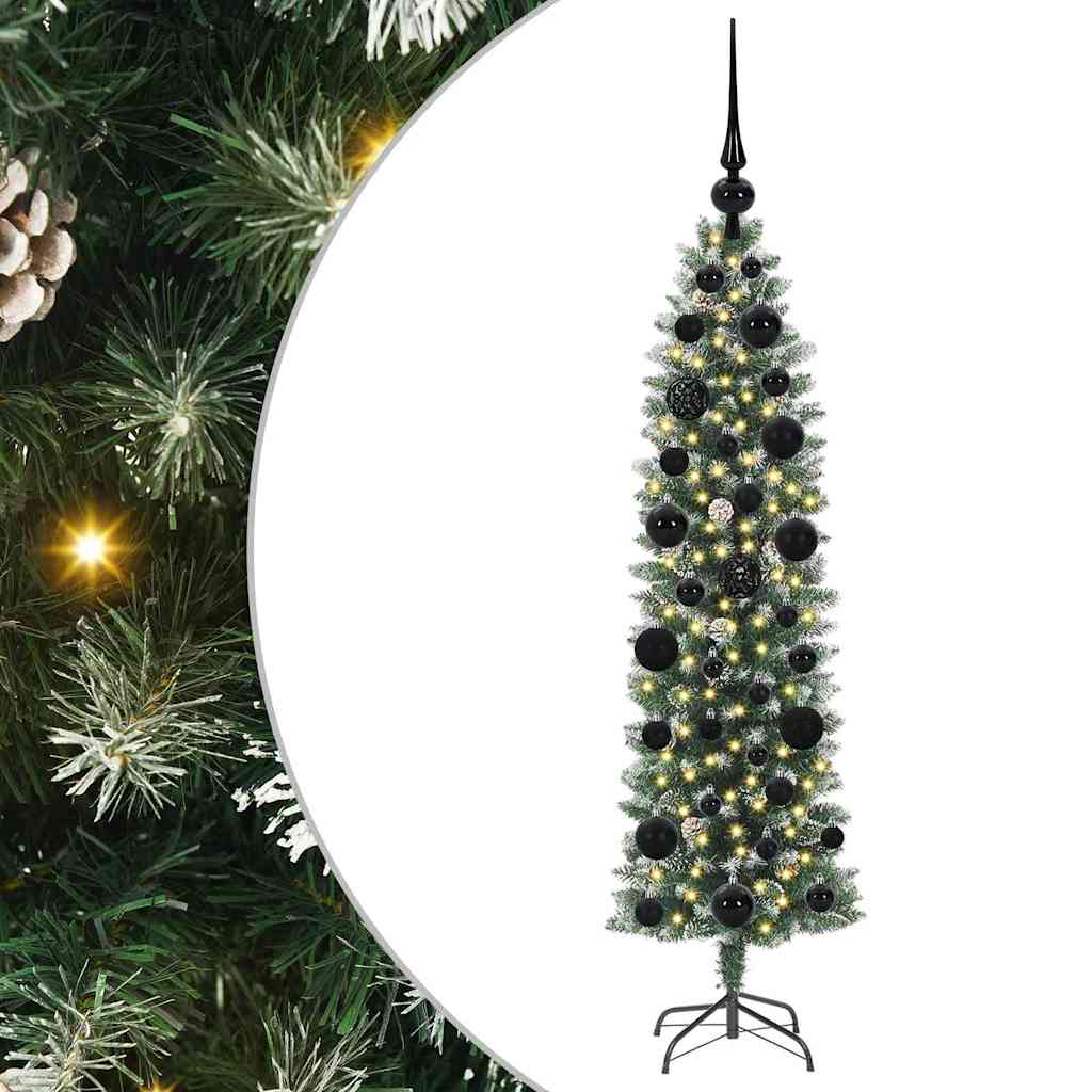 Vidaxx albero di Natale artificiale sottile con 150 LED verdi e bianchi 120 cm