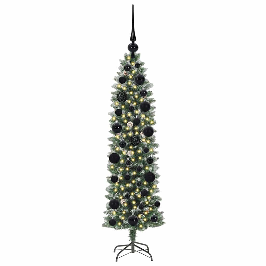 Vidaxx albero di Natale artificiale sottile con 150 LED verdi e bianchi 120 cm