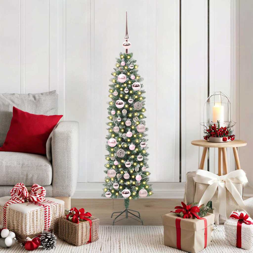 Vidaxx árbol de Navidad artificial delgado con 150 LED verde y blanco 120 cm